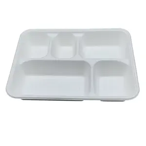 Barquette repas jetable à 5 compartiments avec couvercle - Product Image 1