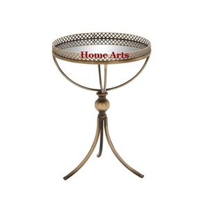 Plateau de service en métal et en verre avec support Plateau de service à dessert de forme ronde de taille personnalisée pour l'hôtel - Product Image 6