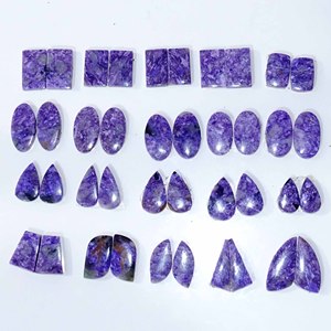 High Quality Cabochon Quartz Gemstone Natural Charoite Pair Loose Semi-Precious Customizable Sizes Jewellery Making Wholesale - Product Image 2