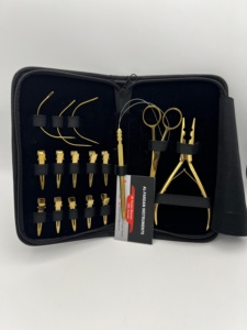 Kit de herramientas de extensión de cabello chapadas en oro, alicates de calidad superior con logotipo personalizado de acero inoxidable sostenible, tijeras para el cabello, mango de bucle - Product Image 6