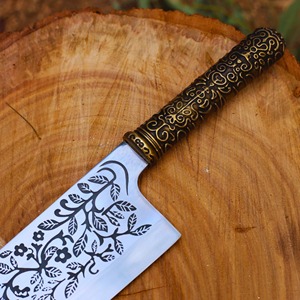 Cuchillo de Chef de Acero de Damasco Hecho a Mano, Personalizado al por Mayor, con Mango de Metal Moderno, Apto para Lavavajillas, Servicio OEM ODM - Product Image 5
