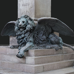 Estatua de León Alado de Bronce Metálico 3D, Tallada a Mano, Grabada e Impresa Digitalmente, para Jardín Exterior o Puerta Principal - Product Image 2