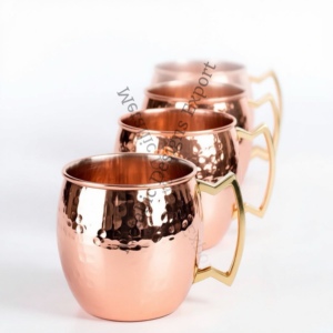 Ensemble de 4 tasses à mule de Moscou en cuivre martelé de 16oz avec élégantes poignées en métal et laiton Barware écologique pour boire - Product Image 3