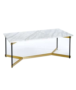 โต๊ะกาแฟสำเร็จรูปสีทองทำจากวัสดุเหล็กหรูหราตกแต่งโรงแรมด้วยหินอ่อนสีขาว - Product Image 6