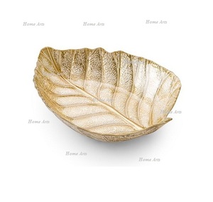 ชามใส่อาหารทองเหลืองรูปทรงใบไม้ ดีไซน์โบราณ สีทอง ขนาดสั่งทำได้ สำหรับใส่ผลไม้ ของตกแต่งบ้านโดยโฮมอาร์ต - Product Image 3