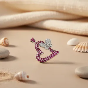 Collier pendentif en argent fin avec rubis en forme de cœur pour cadeaux de femmes - Product Image 3