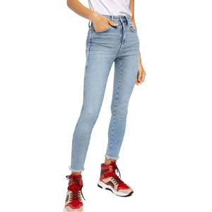 Leggings in denim blu indaco Free People, modello crop, a vita alta, stile skinny, traspiranti, elasticizzati, vestibilità ampia XL. - Product Image 3