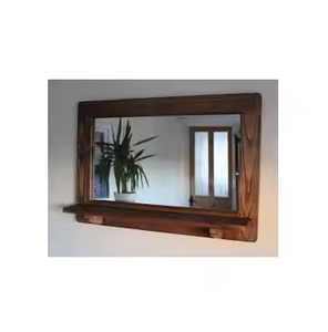 Azora Industries Round <b>Wooden</b> Wall <b>Mirror</b> Modern Design Style for Farmhouse Decorative Bathroom Living Room Entry - Product Image 4