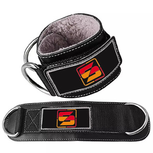 Factory Wholesale Gym <b>Ankle</b> Straps Cowhide Material Comfortable & Durable Double D Ring for Heavy Trainers Protective Features - Product Image 4