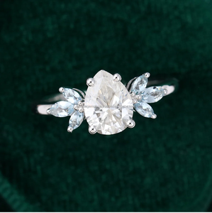 2.5ctw 5*7ลูกแพร์และ2.5*5 Marquise Moissanite เพชรแหวนหมั้น S925หรูหราสีเงินที่มีหินด้านข้างสำหรับงานแต่งงานหรือของขวัญ - Product Image 6