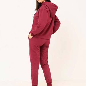 Ensemble de survêtement en molleton imprimé rouge pour femmes, tendance hiver, deux pièces, léger, 100% coton, cordon de serrage, vêtements de sport - Product Image 4