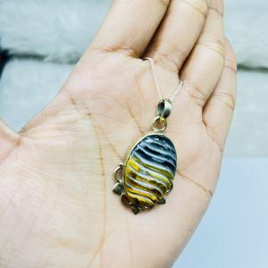 Colgante de ojo de tigre Colgante de Plata de Ley 925 Colgante de piedra preciosa de ojo de tigre Joyería de plata hecha a mano Regalo de joyería de ojo de tigre - Product Image 3