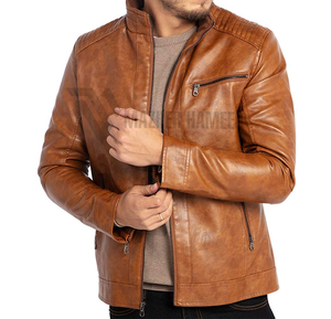 Venta caliente chaquetas de cuero para hombre OEM fábrica logotipo personalizado Slim Fit elegante suministro de ropa informal - Product Image 1