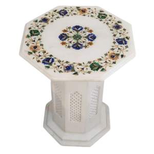 Mesas de centro de extremo con incrustaciones de mármol, piedras preciosas semipreciosas de fácil montaje para el hogar, muebles de sala de estar, belleza moderna y opulenta - Product Image 3