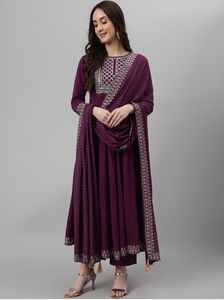 Vêtements traditionnels indiens décontractés, dernière collection, broderie de sequins, imprimé feuille d'or, rayonne coton, magnifique Kurti pantalon dupatta 3 pièces pour femmes - Product Image 6