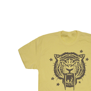 <b>Men's</b> Yellow Tiger Print Short Sleeve T-Shirt Oversized Fit O-Neck Casual Jersey Cotton 100% Cotton Quick Dry Digital Printed - Product Image 2