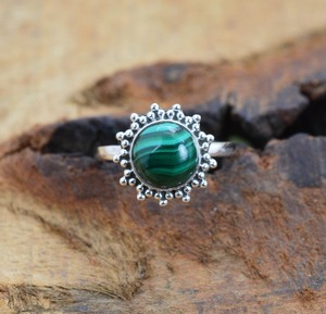 Boho Style 925 argent Sterling Malachite pierres précieuses bague bijoux à la main bague en argent bijoux pour femmes cadeau de mariage pour elle - Product Image 4