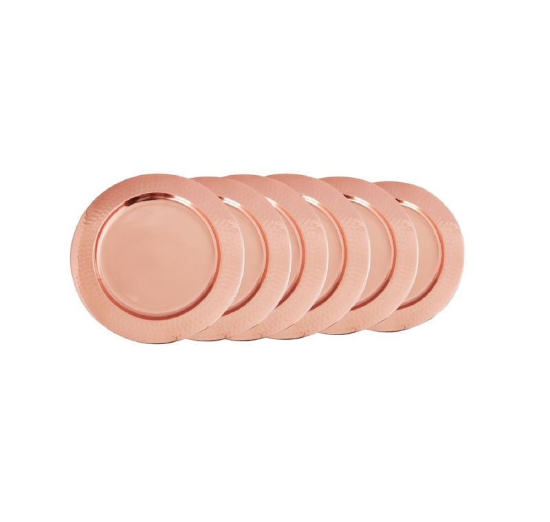 Copper Plated Metal Serving Plate Round