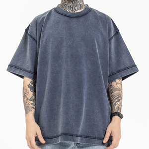 Vente en gros T-shirt Hip Hop unisexe de haute qualité vierge délavé à la pierre T-shirt surdimensionné 100% coton délavé à l'acide T-shirt Vintage personnalisé - Product Image 5