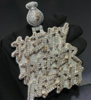Pendentif Breloque Hip Hop Personnalisé avec Nom en Lettres Entièrement Sertie de Diamants, en Or Massif 10K avec Diamants de Laboratoire Taille Brillant, Unisexe, pour Fête