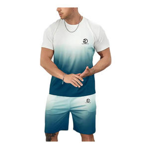 Wholesale 2025 Men's 100% Cotton <b>Short</b> Sets Custom Logo 2-Piece Fashion Summer Tracksuits OEM Casual T-Shirt Jogging Fitness - Product Image 1