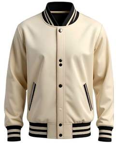 Veste universitaire pour hommes avec garniture noire, veste bomber de baseball, streetwear, vêtements d'extérieur softshell, logo personnalisé, OEM, vente en gros - Product Image 1