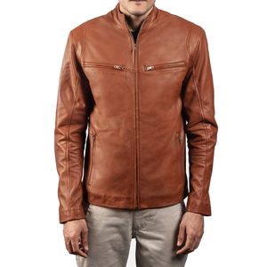 Chaqueta de Motociclista de Cuero para Hombre de Alta Calidad al por Mayor OEM con Logotipo Personalizado, Cuello Alto de Tela de Lona y Logotipo Frontal - Product Image 5