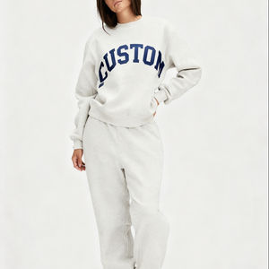 Sweat-shirt à col roulé long pour femme, personnalisé, hiver, 100% coton, uni, surdimensionné, logo sur le devant - Product Image 2