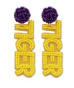 Pendientes de cuentas de diseñador de tigre Vintage para mujer Color patriótico naranja blanco azul para boda o día conmemorativo - Product Image 5