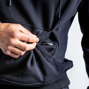 Mode décontracté hiver couleur unie survêtements vêtements de sport bouffée impression deux pièces à capuche pantalons de survêtement ensembles personnalisé 100% coton - Product Image 5