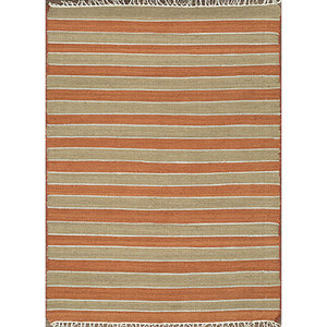 พรมห้องนั่งเล่นอินดัสบาร์ สีแดงและสีส้ม พรมขนสัตว์ทอลายเรียบพร้อมลายทางสำหรับตกแต่งทางเดิน LED-04 รูปทรงสี่เหลี่ยมผืนผ้า - Product Image 1