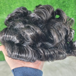 ระบบเปลี่ยนผมเรมีสไตล์ยุโรปสำหรับผู้ชายวิกผมลูกไม้ชีวภาพฐาน PU แบบขดลึกเป็นลอนคลื่นสไตล์ลอนน้ำ - Product Image 5