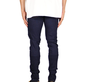 Pantalones vaqueros ajustados de tela vaquera informal de negocios azul oscuro elásticos rectos clásicos transpirables ecológicos de tejido sólido de calle alta para hombre - Product Image 4