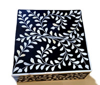 Porte-serviettes carré en os incrusté, best-seller, couleurs marron nuit, noir et blanc, fait main, écologique, multifonctionnel, indien
