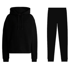 Survêtements à manches longues respirants en coton épais pour femmes ensemble de jogging coupe régulière imprimé de logo personnalisé pour la saison de printemps - Product Image 1