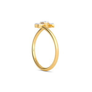 Bague élégante en forme de feuille d'or jaune, coupe marquise, serti de dérivation en diamant cultivé en laboratoire pour femmes pour apprécier la nature contemporaine - Product Image 3