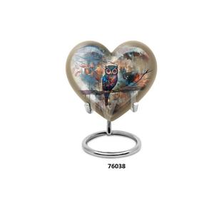 Vente chaude Unique Petit Souvenir Coeur Hibou Crémation Adulte Urne Pour Cendres Humaines Avec Support et Sac En Velours Gratuit - Product Image 2