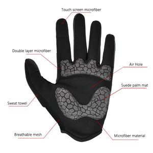 Gants de vélo en cuir à doigts entiers pour hommes, compatible avec écran tactile, équipement de motocycliste pour VTT, personnalisable en gros - Product Image 6