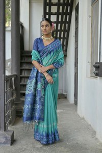 Saree en soie tussar souple imprimé temple de haute qualité avec chemisier assorti pour les femmes en bonne santé - Product Image 5