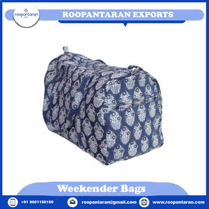 Hot Selling Luxury Eco-Friendly Soft Cotton Hand Block Print Weekender Duffle Bag Stylish <b>Travel</b> Cosmetic <b>Case</b> Zipper Closure - Product Image 2