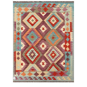 Alfombra Kilim de Maimana, Afganistán, 201 x 151 cm, Juego de Alfombras - Product Image 1