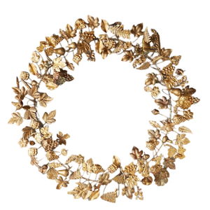 Guirnalda de Metal de Flor de Oro con acabado antiguo, corona decorativa para colgar en la pared de la puerta delantera del hogar, corona decorativa de Metal - Product Image 4