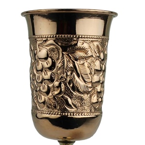 Wholesale Handmade Royal Brass Hand Engraved <b>Wine</b> <b>Goblet</b> Glass For Restaurant Hotel Wedding - Product Image 4