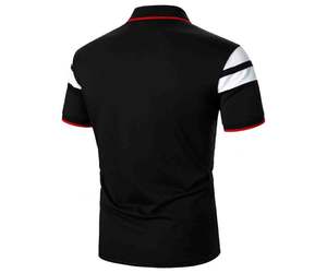 Transpirable que absorbe el sudor 100% algodón relajado ajuste estándar con tapeta de 2 botones negro rendimiento Polo de Golf para hombre - Product Image 2