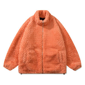 High Quality Custom Embroidered Zip up <b>Men's</b> <b>Sherpa</b> Jacket <b>Fleece</b> Customized Solid Color Embroidery Fashionable Jacket - Product Image 3