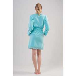 Bata de dormir de manga larga de forro polar con encaje y bolsillos para mujer, ropa de dormir de manga corta - Product Image 1