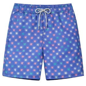 Shorts de Baño Reciclados para Hombre, Estampado de Estrellas de Mar Multicolores, Secado Rápido, con Cintura Elástica, Cordón y Bolsillos - Product Image 1