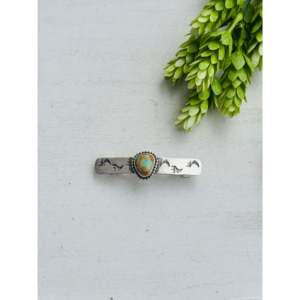 Barrette à cheveux artisanale Danny Henio Royston en turquoise et argent sterling, accessoire élégant pour cheveux - Product Image 1