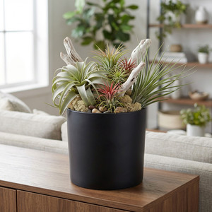 CYL7507BK - Vase cylindrique en céramique noire - 6,75H - Product Image 3