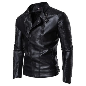 Chaqueta Punk de piel sintética para hombre, abrigo de motocicleta a prueba de viento con cuello levantado y cremallera de Color sólido en lona, elegante para hombre y mujer - Product Image 6